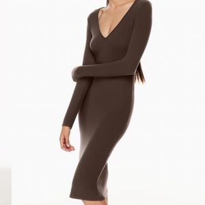 NWT Aritzia Yuma Free Lounge Dress - Rich Mocha Brown - XS